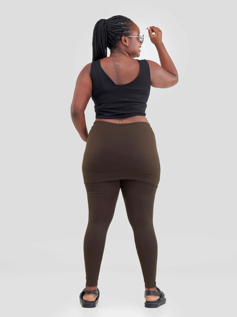 Hessed Skirted Legging Pants - Khaki