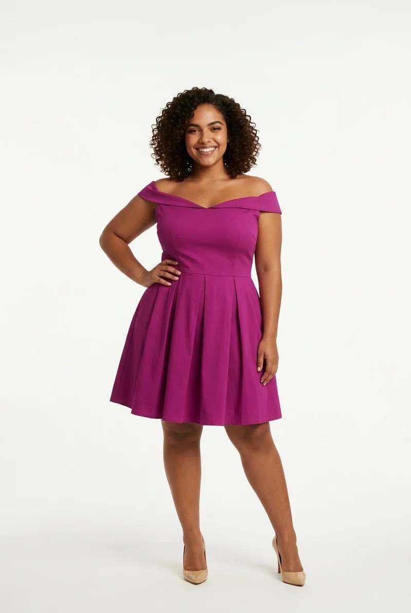 Stylish Sisters Off-Shoulder Strappy Pleated Mini Dress - Purple