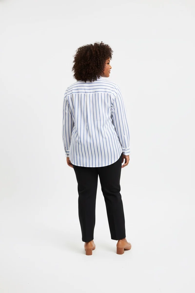 Stylish Sisters Classic Button Down Shirt - White & Blue
