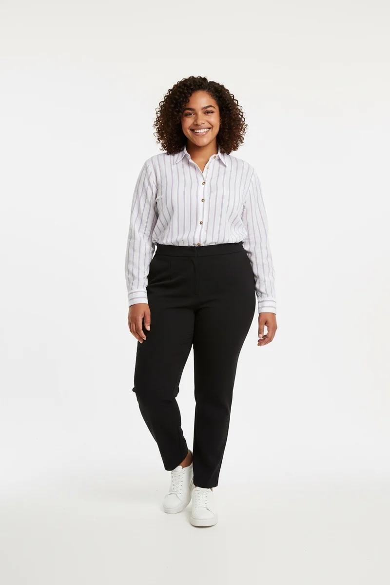Stylish Sisters Classic Button Down Shirt - White & Purple