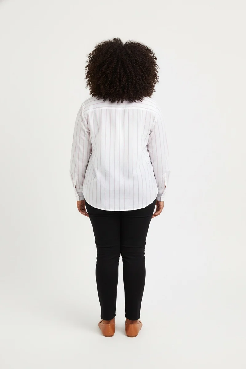 Stylish Sisters Classic Button Down Shirt - White & Purple