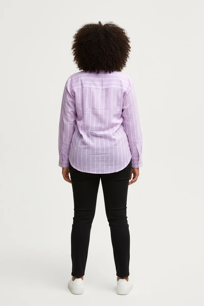 Stylish Sisters Classic Button Down Shirt - Purple & White