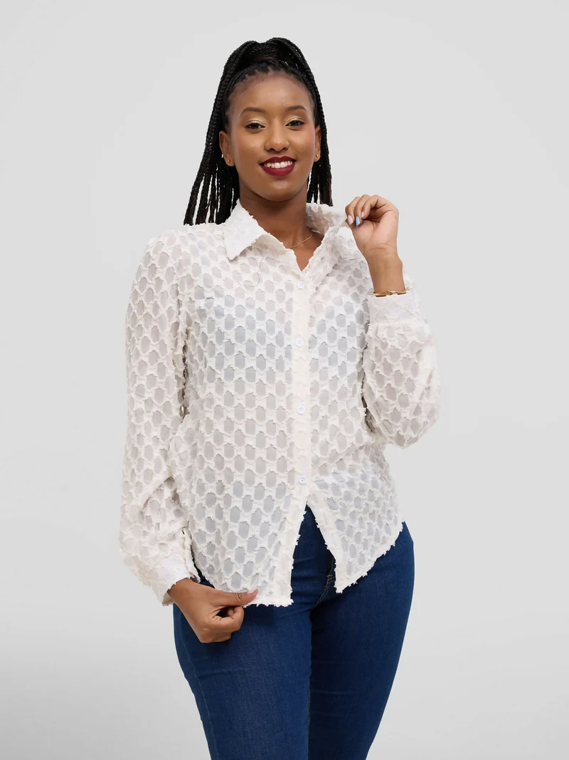 Hessed Long Sleeve Button Shirt - Cream
