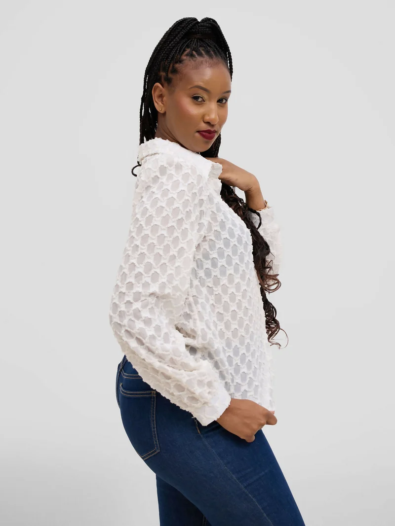 Hessed Long Sleeve Button Shirt - Cream