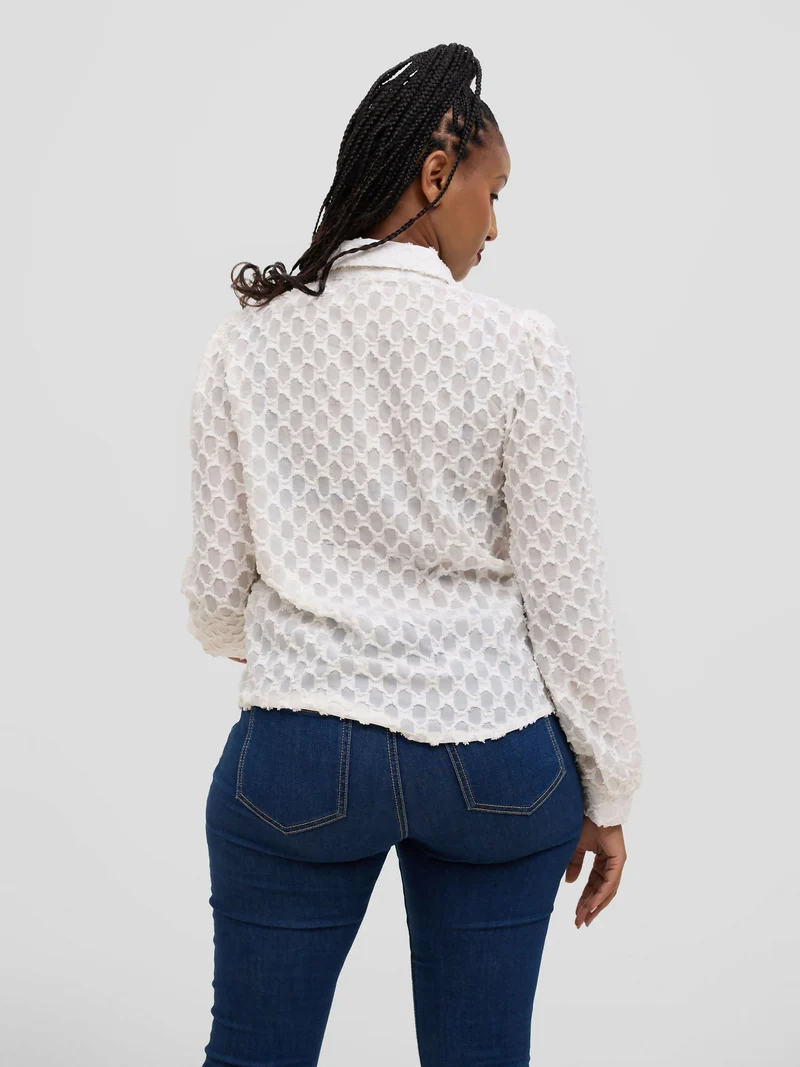 Hessed Long Sleeve Button Shirt - Cream