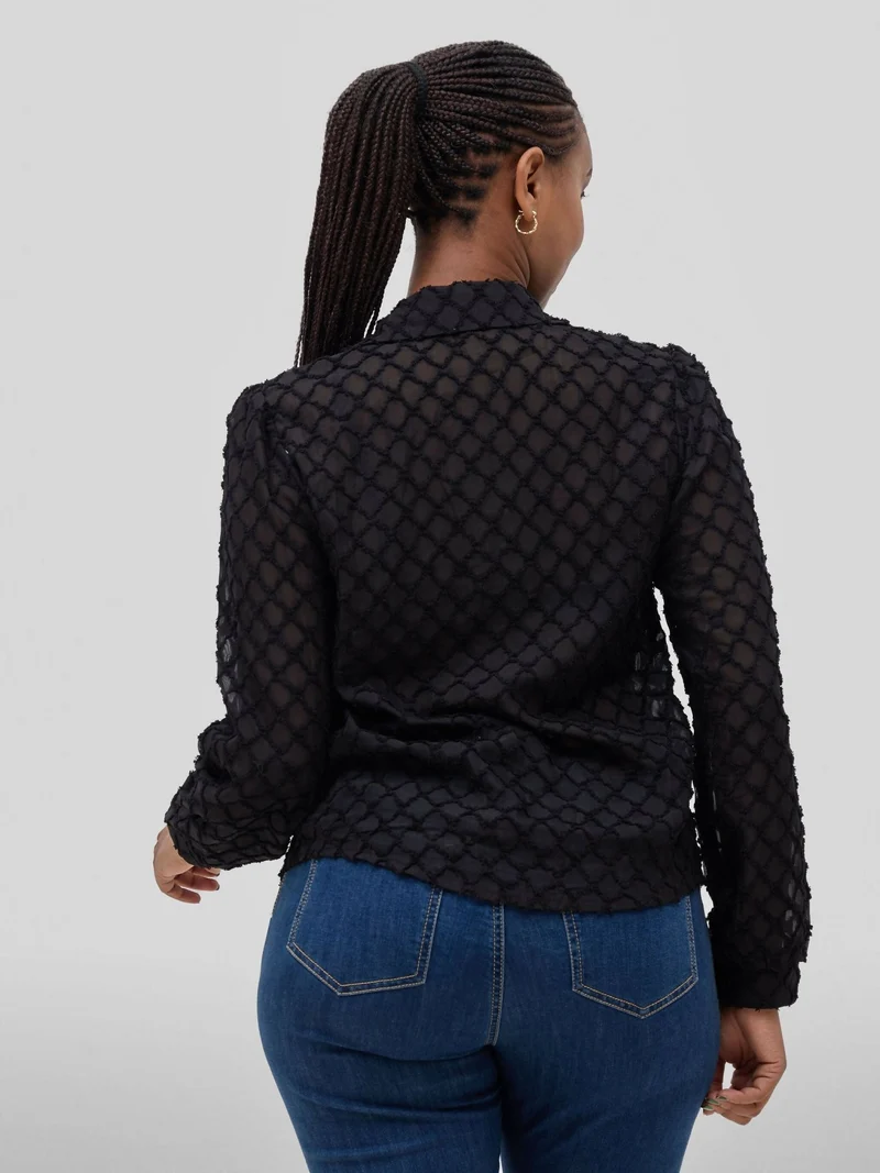 Hessed Long Sleeve Button Shirt - Black