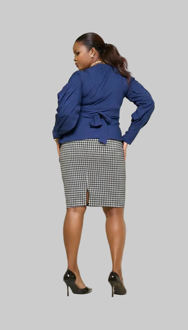 Silk House Collection Mia Skirt - Black Houndstooth Print
