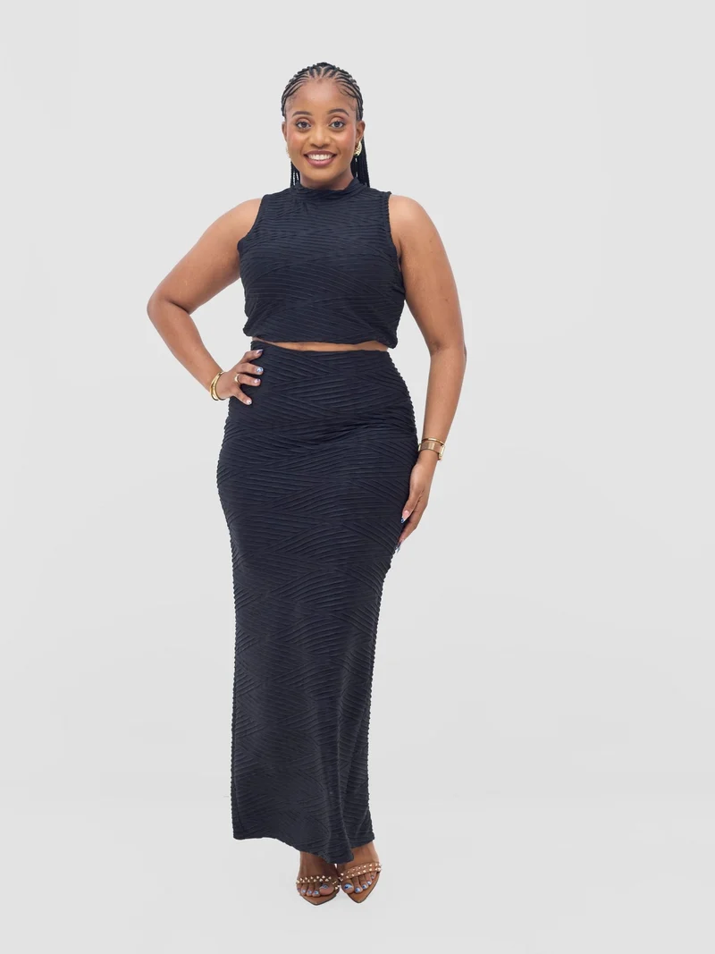 Vivo Kaisa Maxi Skirt - Black Hill Texture