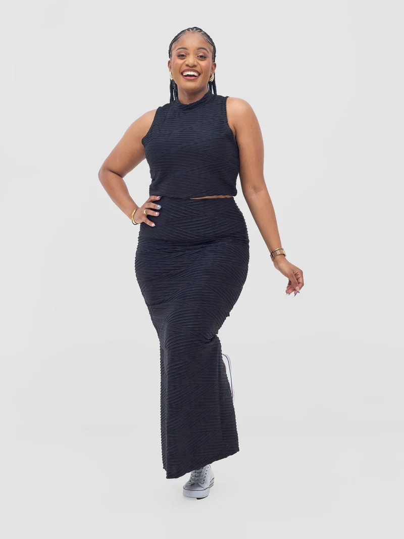 Vivo Kaisa Maxi Skirt - Black Hill Texture