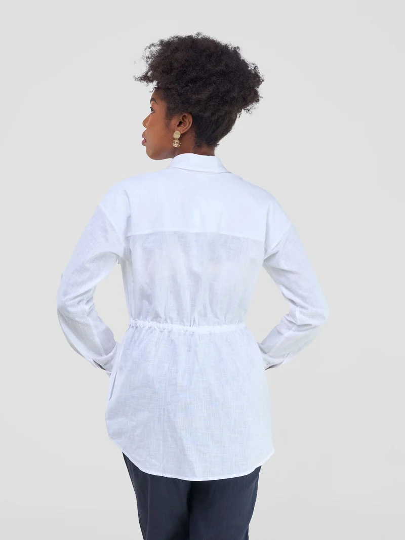 Safari by Vivo Savannah Drawstring Shacket in Linen - White