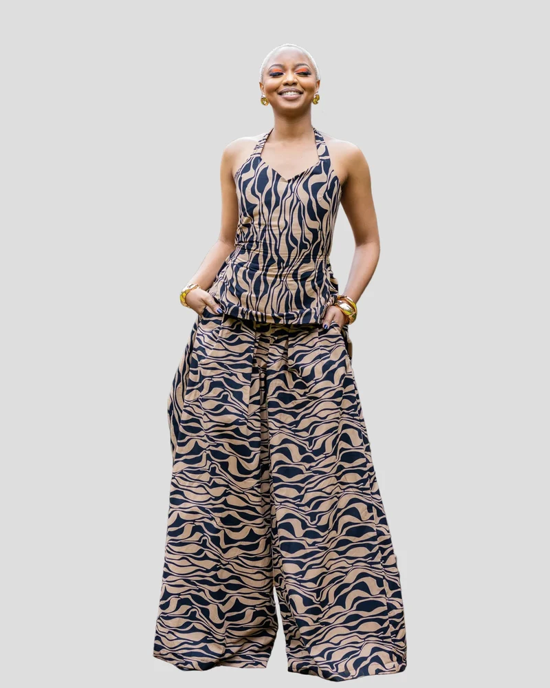 African Yuva Mocha Set - Beige Print