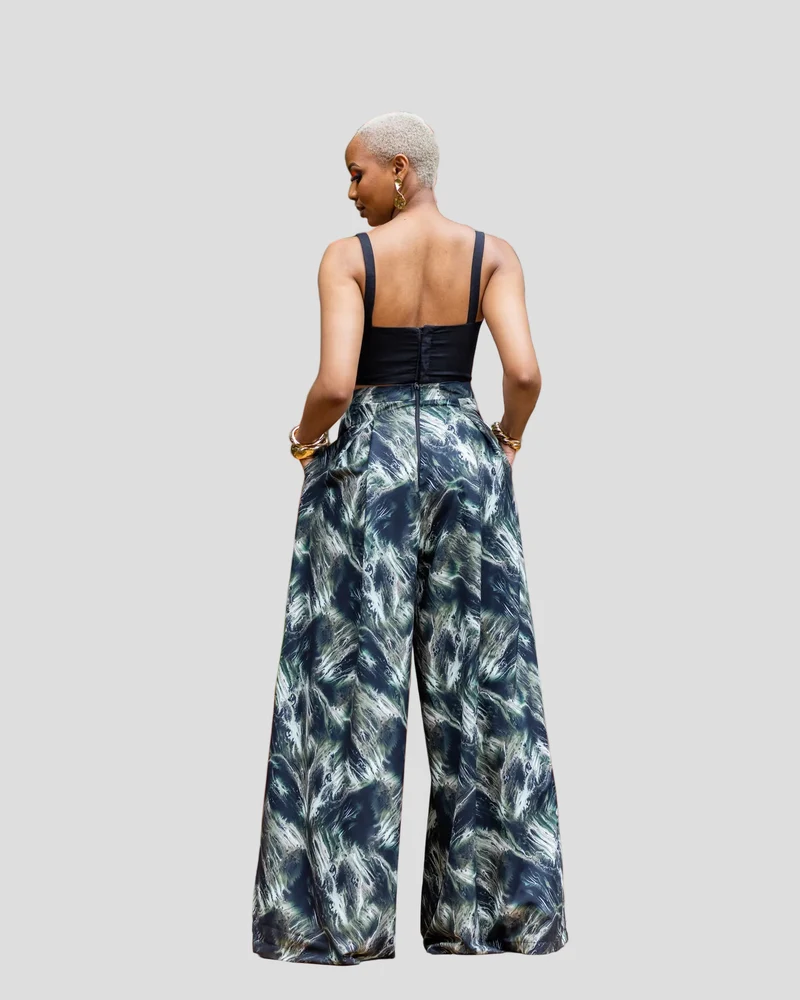 African Yuva Comfort Palazzo Pants - Green