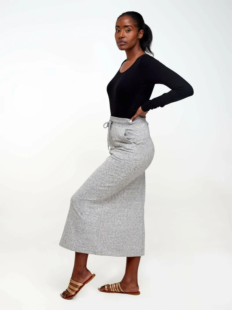 Hessed Maxi Long Skirt - Light Grey