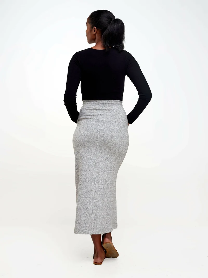 Hessed Maxi Long Skirt - Light Grey
