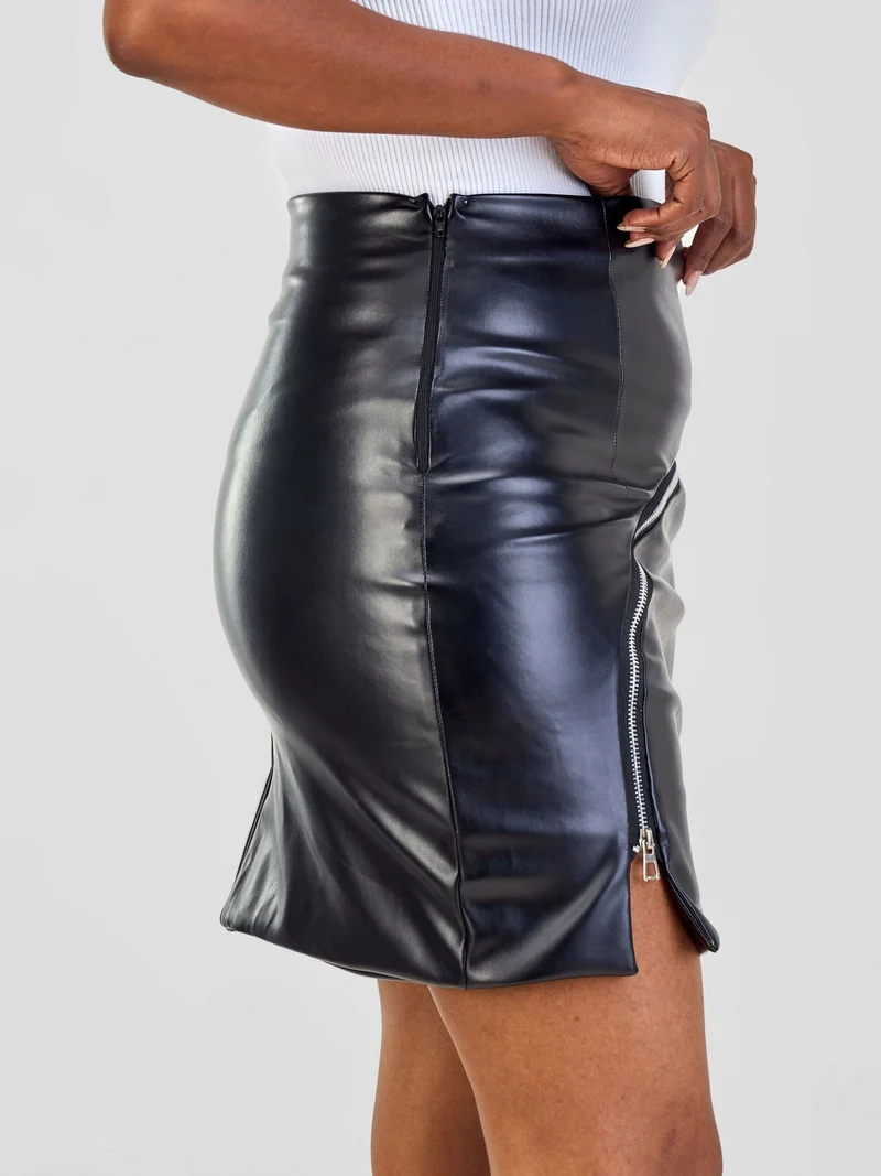 Misstcal Leather Skirt - Black