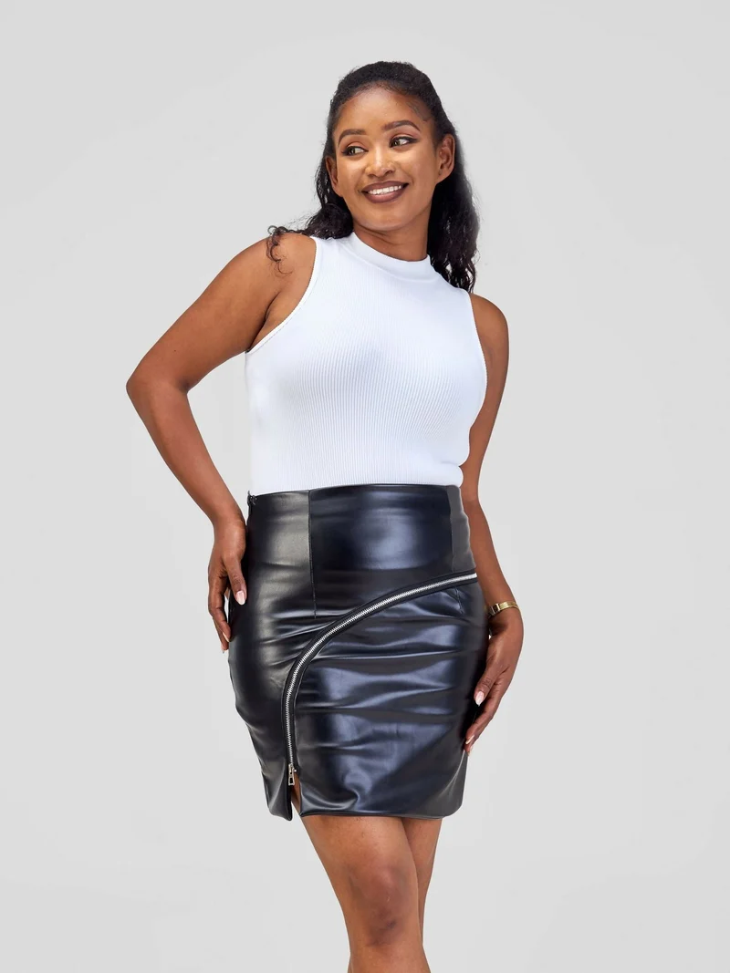 Misstcal Leather Skirt - Black