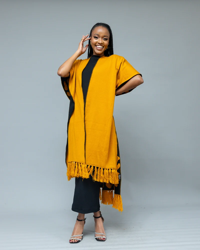 Afriwia Snug Reversible Shawl - Mustard