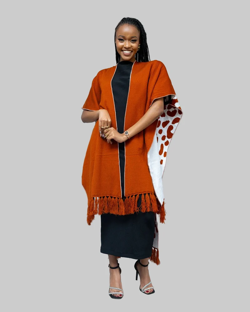 Afriwia Snug Reversible Shawl - Rust
