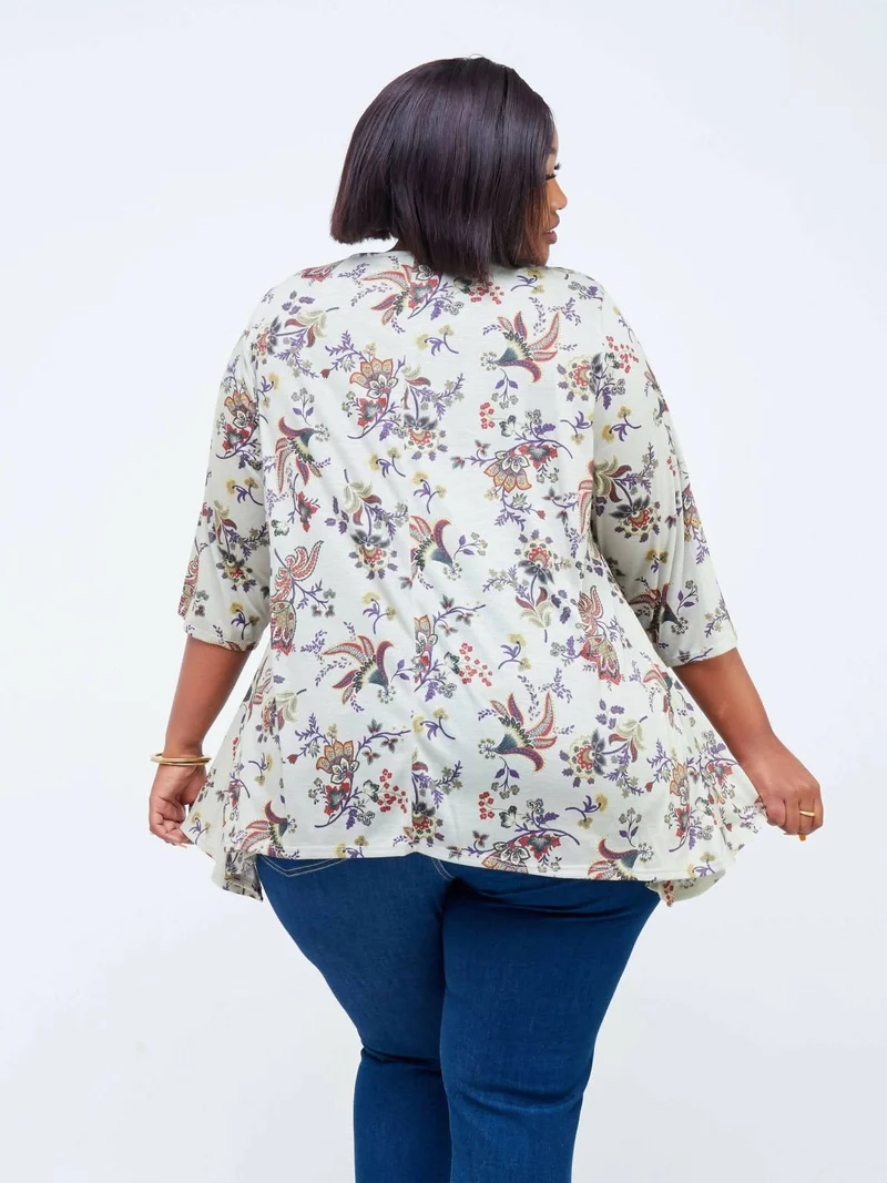 Lamazi Collections Floral Cotton Top - Green Print