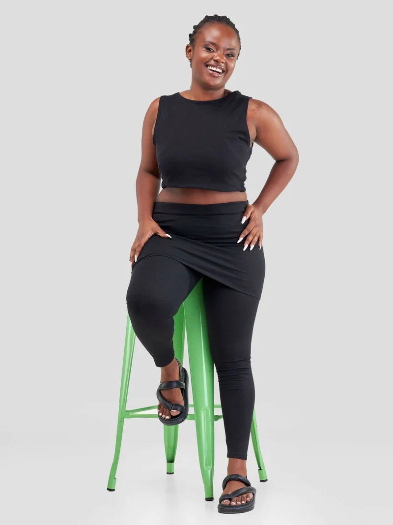 Hessed Skirted Legging Pant - Black