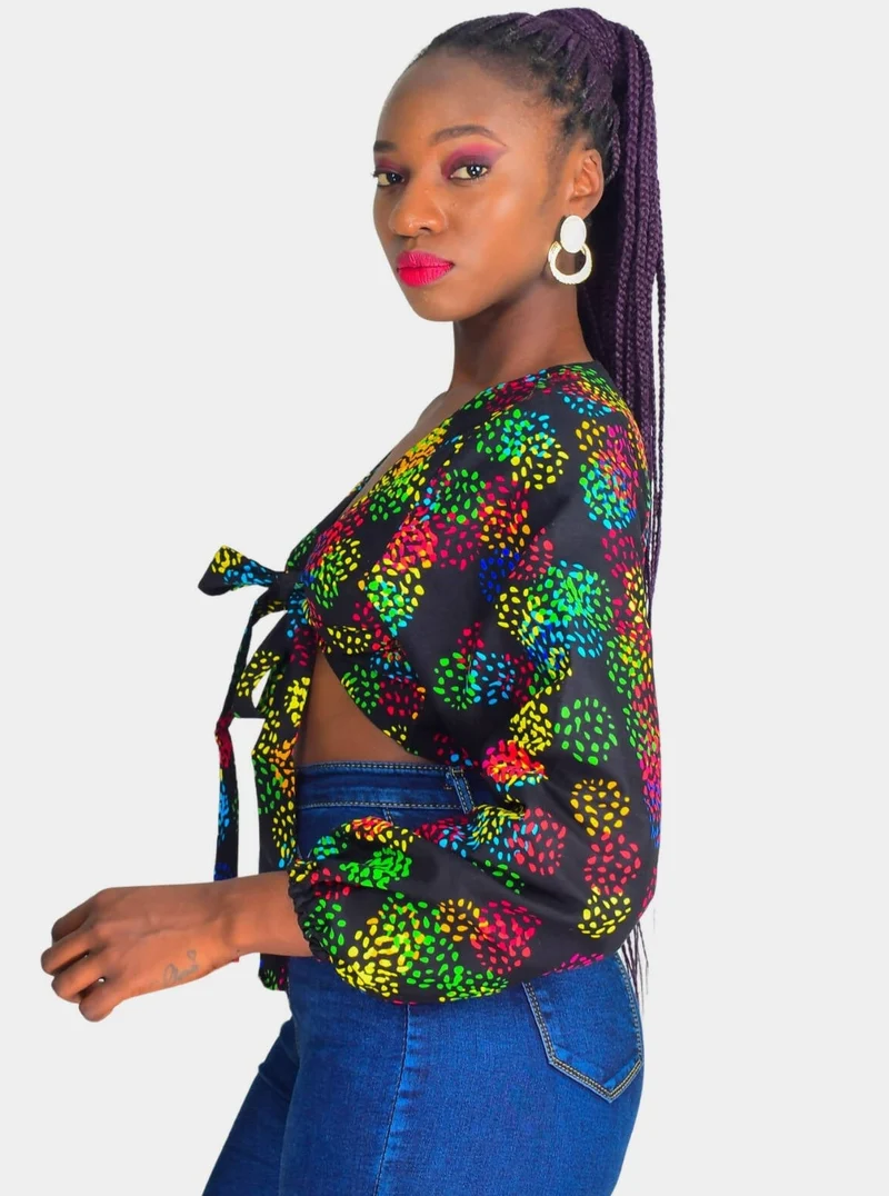 Da'joy Fashions Kapuka Ankara Top - Multicolored