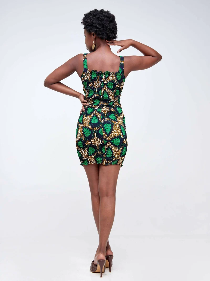 Da'joy Fashions Sekhmet Ankara Dress - Black / Green