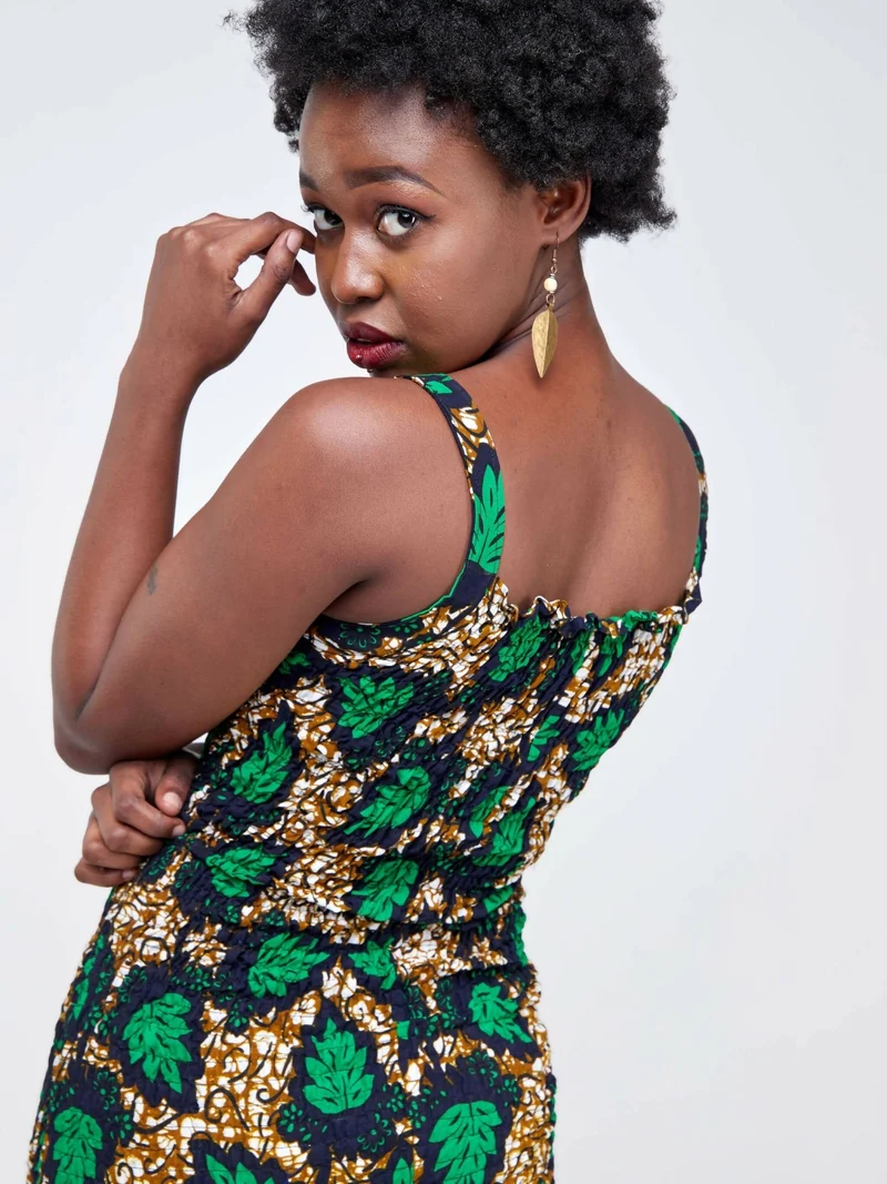 Da'joy Fashions Sekhmet Ankara Dress - Black / Green