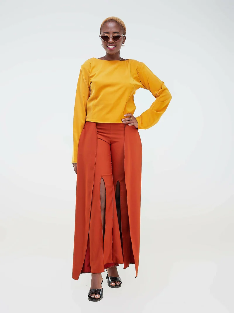 Da'joy Fashions Sand Pallazo Pants - Brown