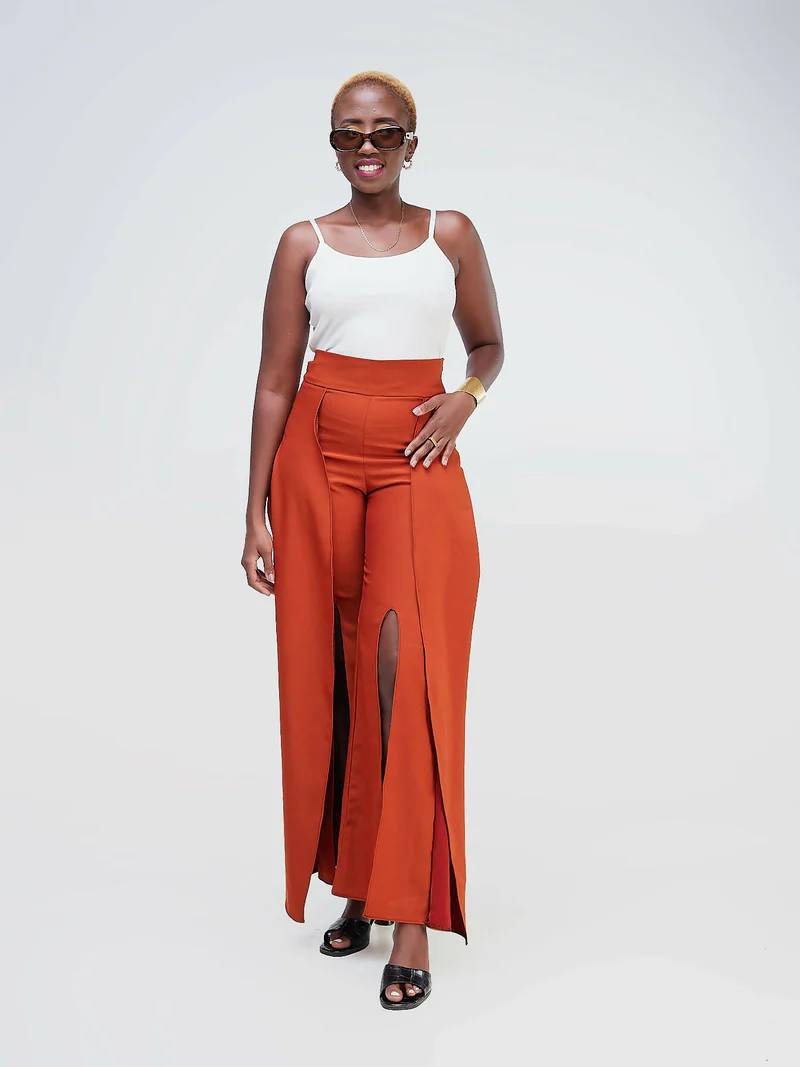 Da'joy Fashions Sand Pallazo Pants - Brown