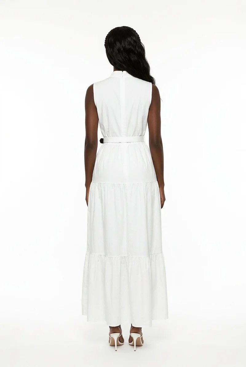 Stylish Sisters Sleeveless Tiered Maxi Dress - White