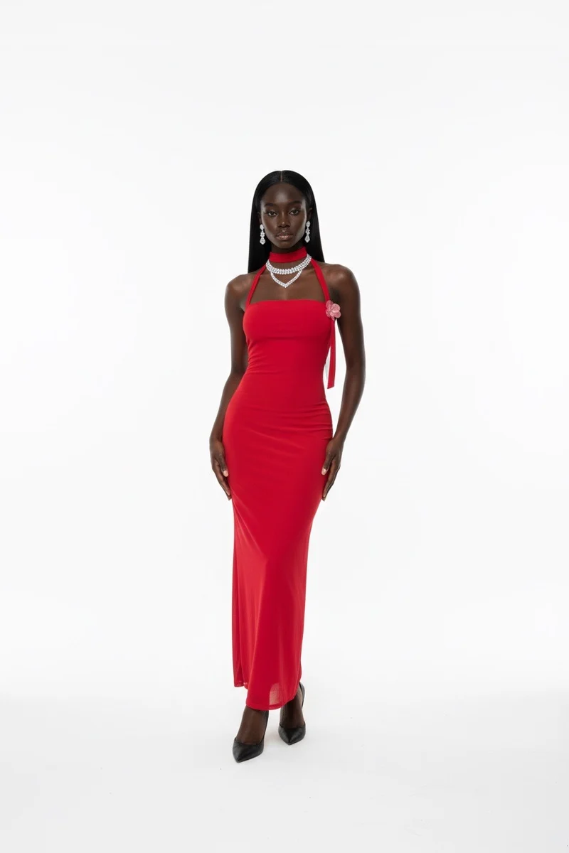 Stylish Sisters Bodycon Maxi Dress - Red