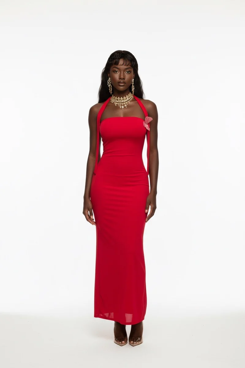 Stylish Sisters Bodycon Maxi Dress - Red