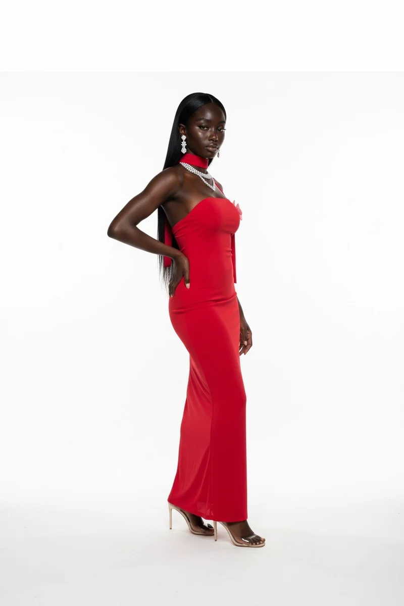 Stylish Sisters Bodycon Maxi Dress - Red