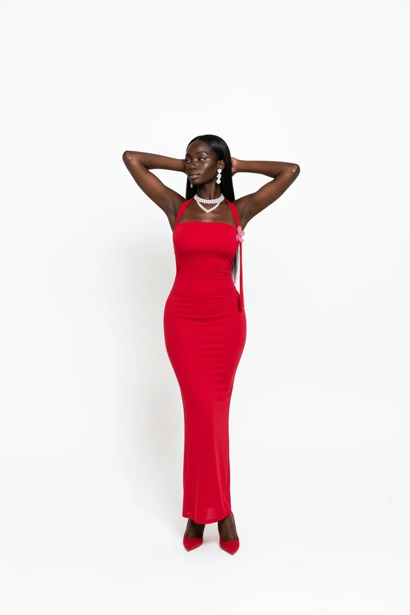 Stylish Sisters Bodycon Maxi Dress - Red