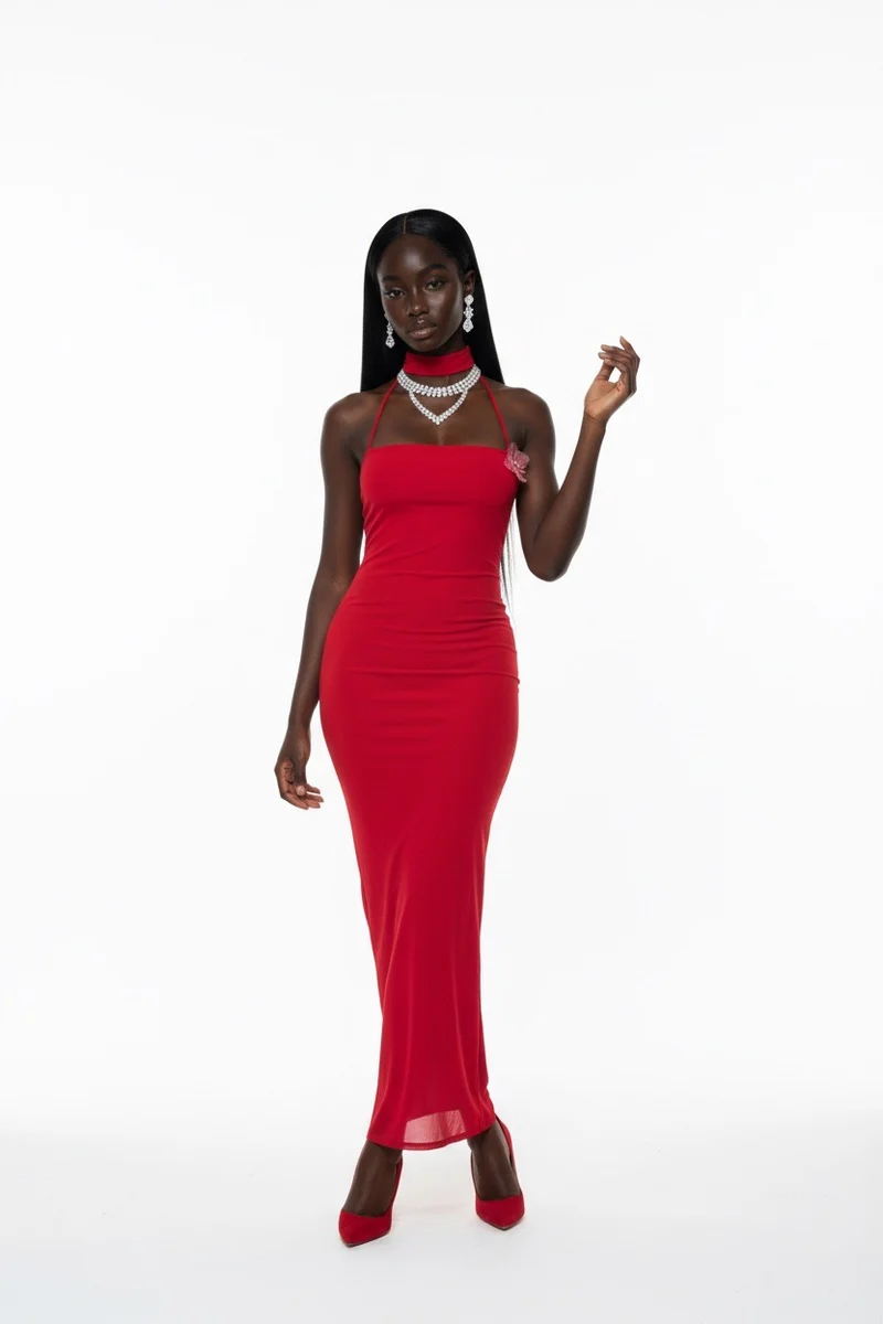Stylish Sisters Bodycon Maxi Dress - Red