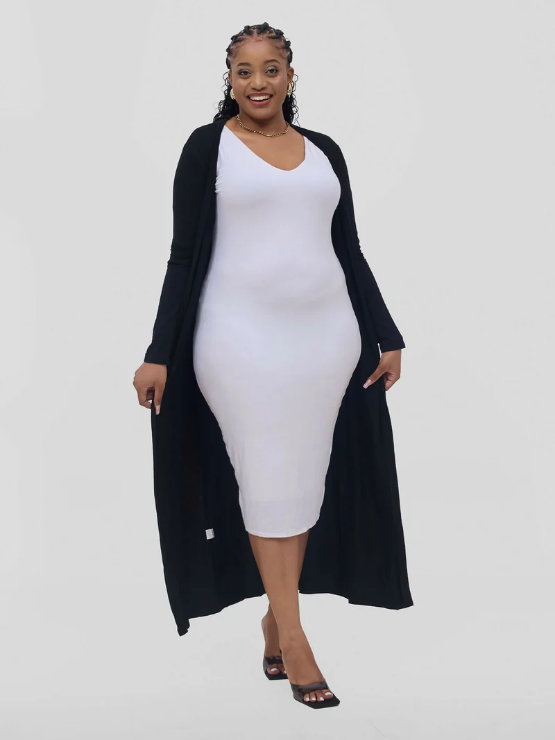 Stylish Sisters Flowy Cotton Kimono - Black