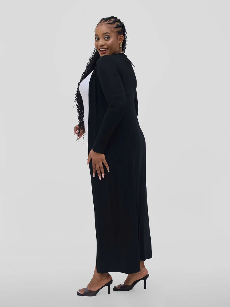 Stylish Sisters Flowy Cotton Kimono - Black