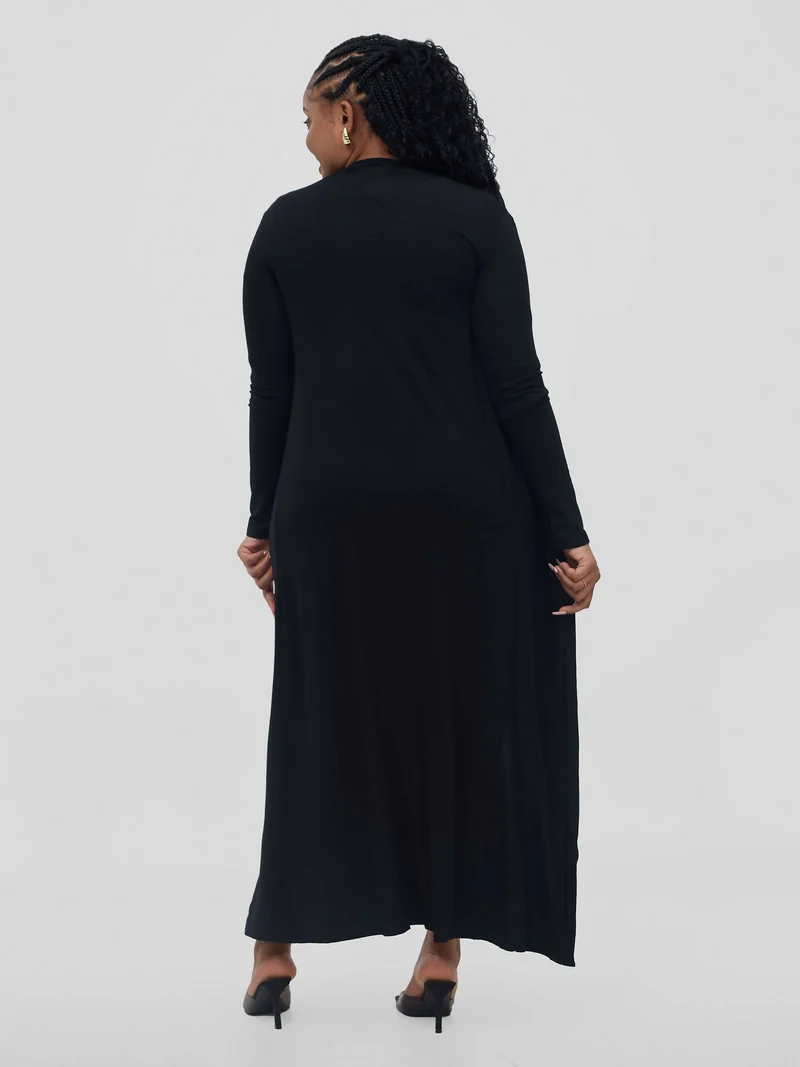Stylish Sisters Flowy Cotton Kimono - Black