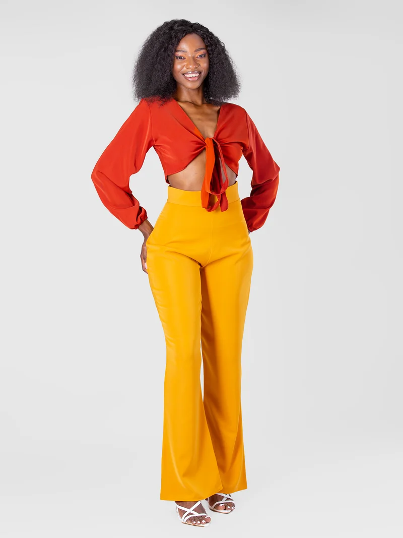 Da'Joy Fashions Andeska Pant Set - Brown & Mustard