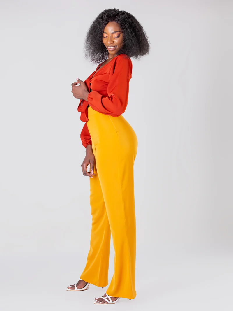 Da'Joy Fashions Andeska Pant Set - Brown & Mustard