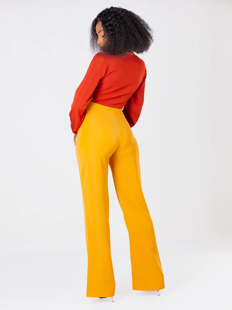 Da'Joy Fashions Andeska Pant Set - Brown & Mustard