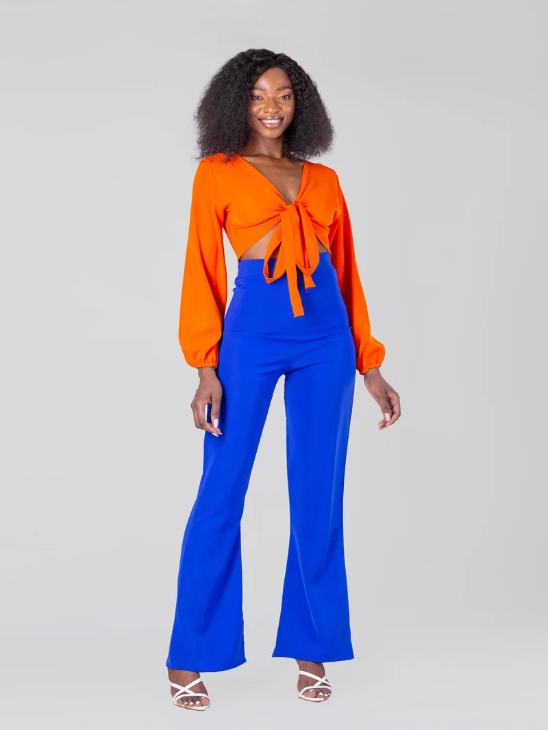 Da'Joy Fashions Andeska Pant Set - Orange & Royal Blue