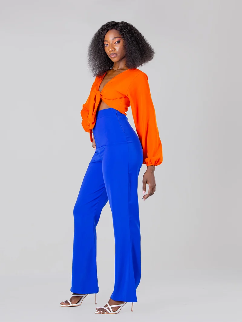 Da'Joy Fashions Andeska Pant Set - Orange & Royal Blue