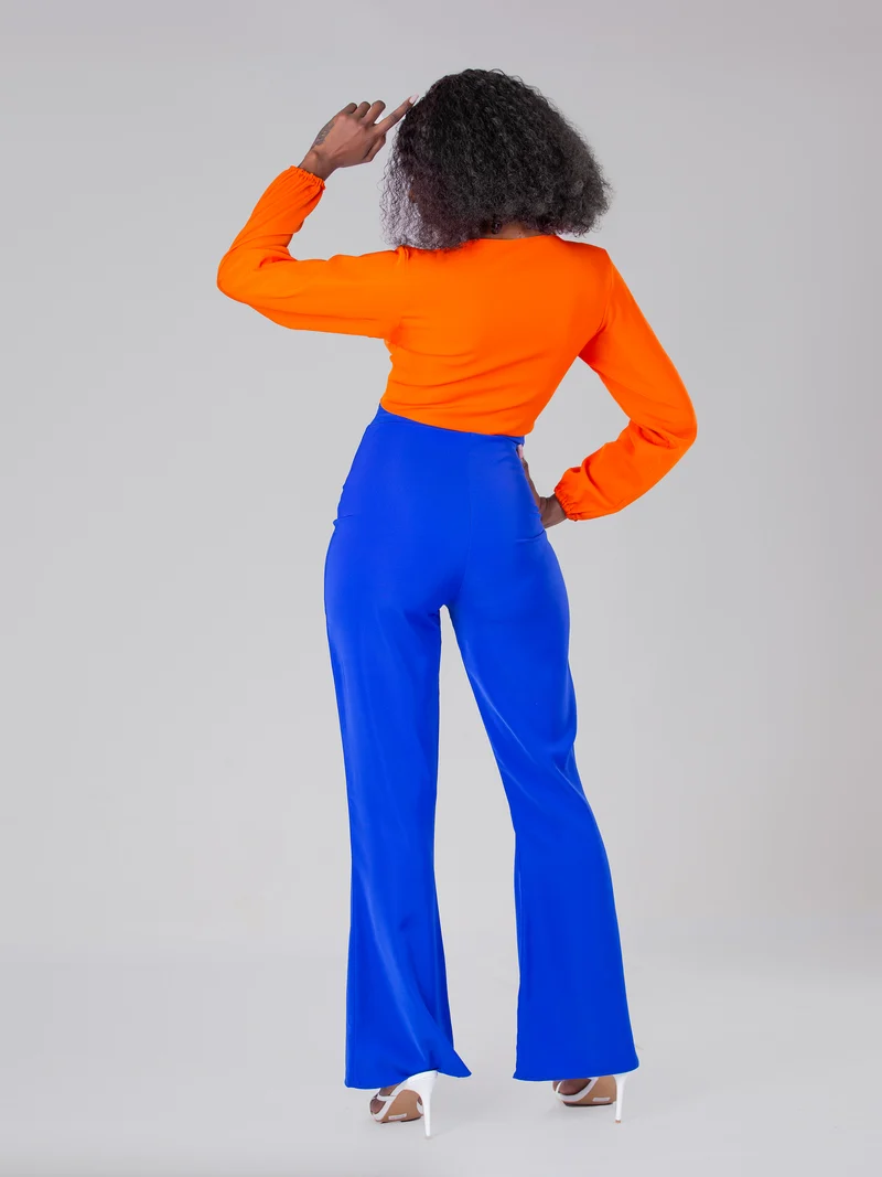 Da'Joy Fashions Andeska Pant Set - Orange & Royal Blue