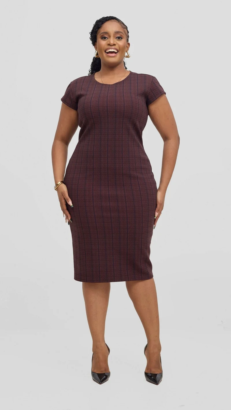 Lizola Alejandra Curvy Plus Size Bodycon Dress - Brown