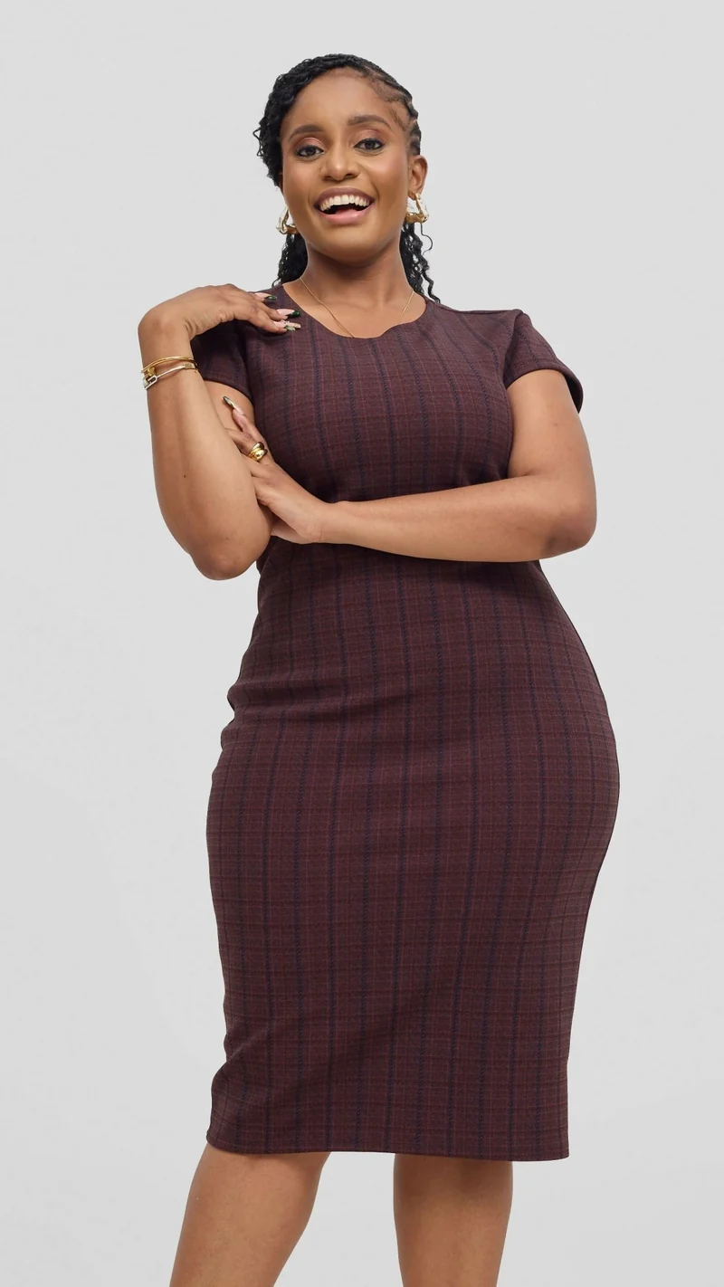 Lizola Alejandra Curvy Plus Size Bodycon Dress - Brown