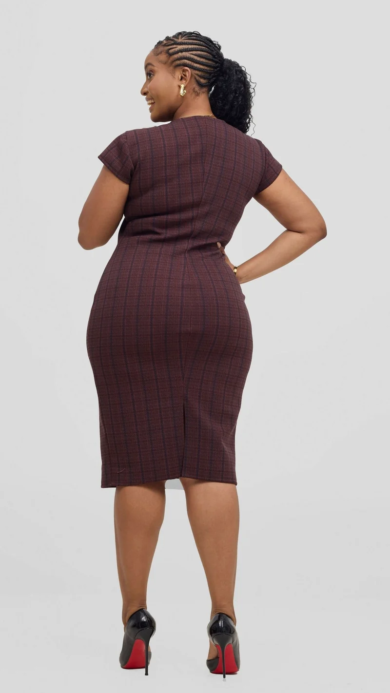Lizola Alejandra Curvy Plus Size Bodycon Dress - Brown