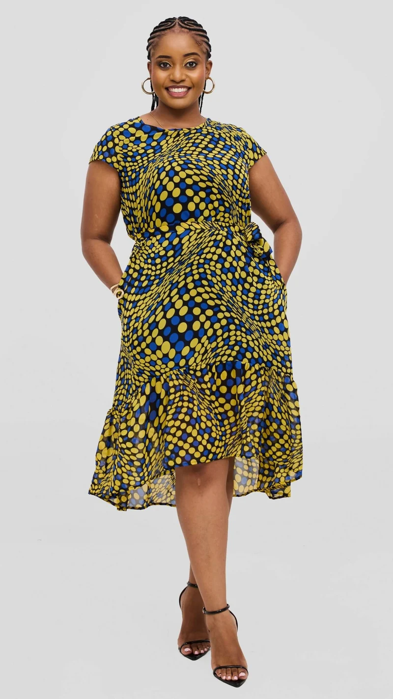 Lizola Kynlee Shift Dress - Yellow / Blue / Black
