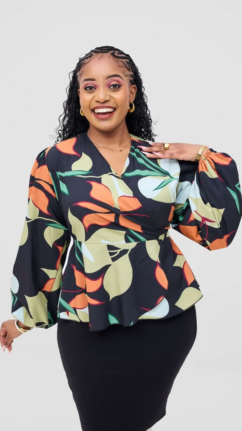 Lizola Adishiri Wrap Blouse Top - Multicolored