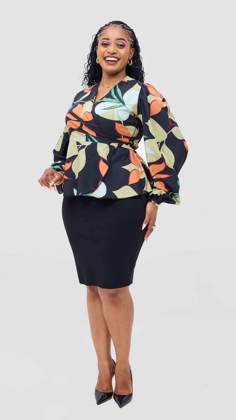 Lizola Adishiri Wrap Blouse Top - Multicolored
